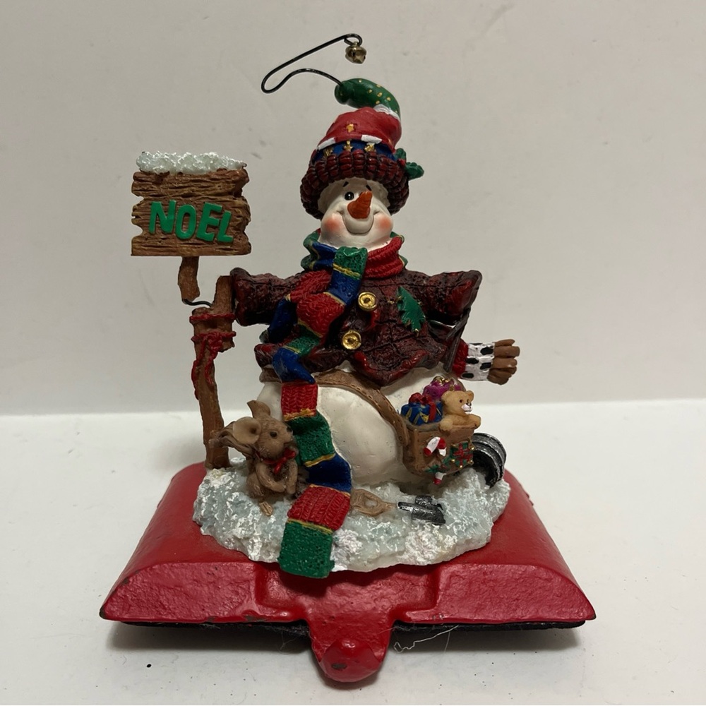 Snowman Stocking Holder Christmas Mantle Red